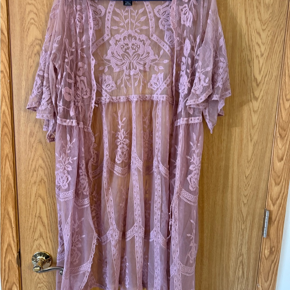 Miss Chievous Lace Cardigan in Soft Pink